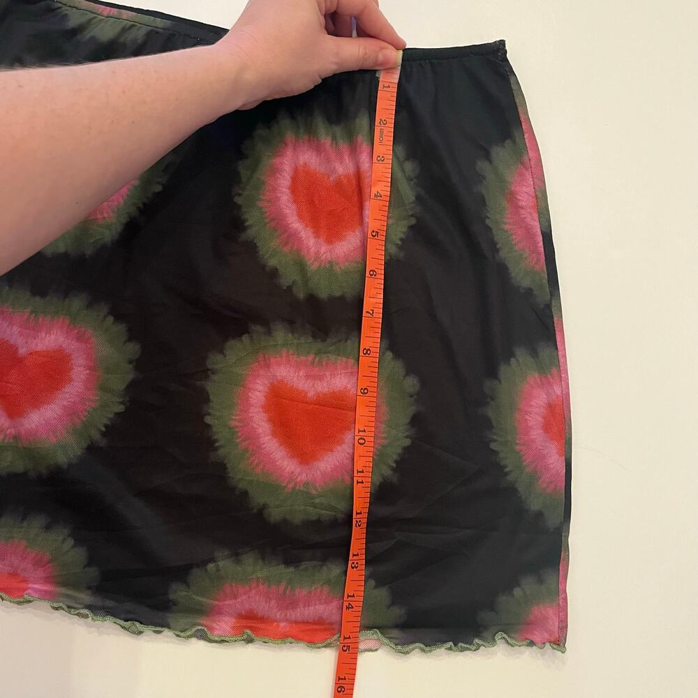NWT Pretty Garbage Sweet Affection Skirt Medium Mini Mesh Heart Lettuce Edge 90s - Picture 8 of 8